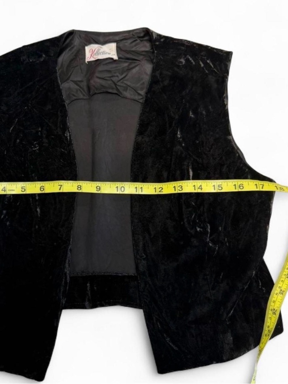 Vintage 90’s Black Velvet Open Front Vest Women’s Small Vamp Whimsigoth Goth - Picture 4 of 5